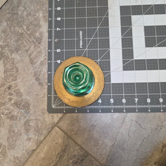 VTG Pair of Uranium Green Depression Glass Geometric Hexagon Taper Candle Holder - Picture 8 of 9